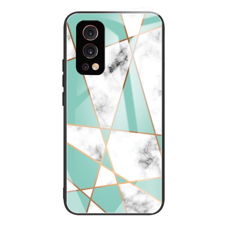 Marble Tempered Glass Back Cover TPU Border Case For OnePlus Nord 2 5G