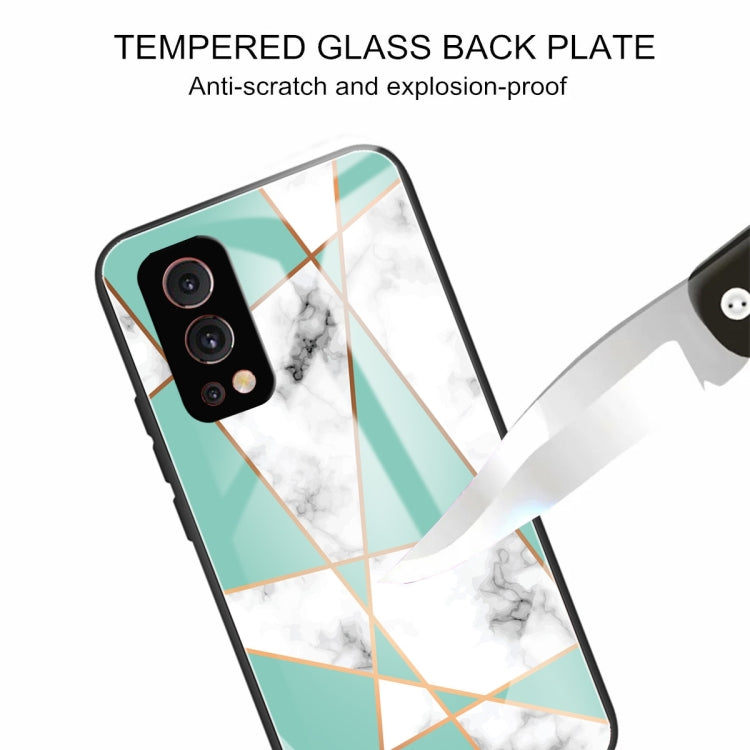 Marble Tempered Glass Back Cover TPU Border Case For OnePlus Nord 2 5G