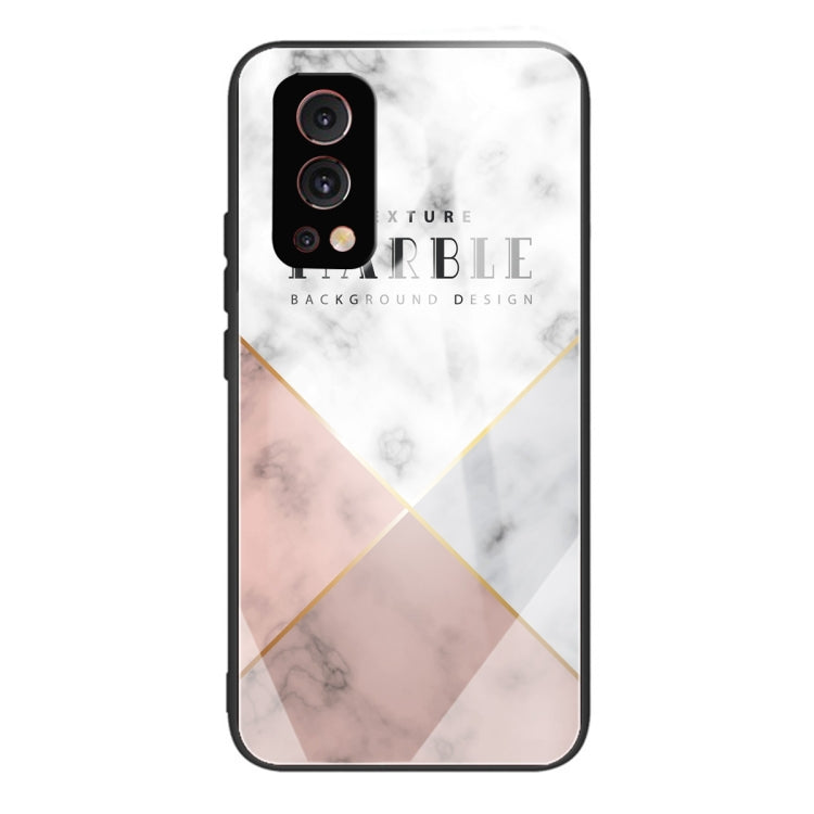 Marble Tempered Glass Back Cover TPU Border Case For OnePlus Nord 2 5G
