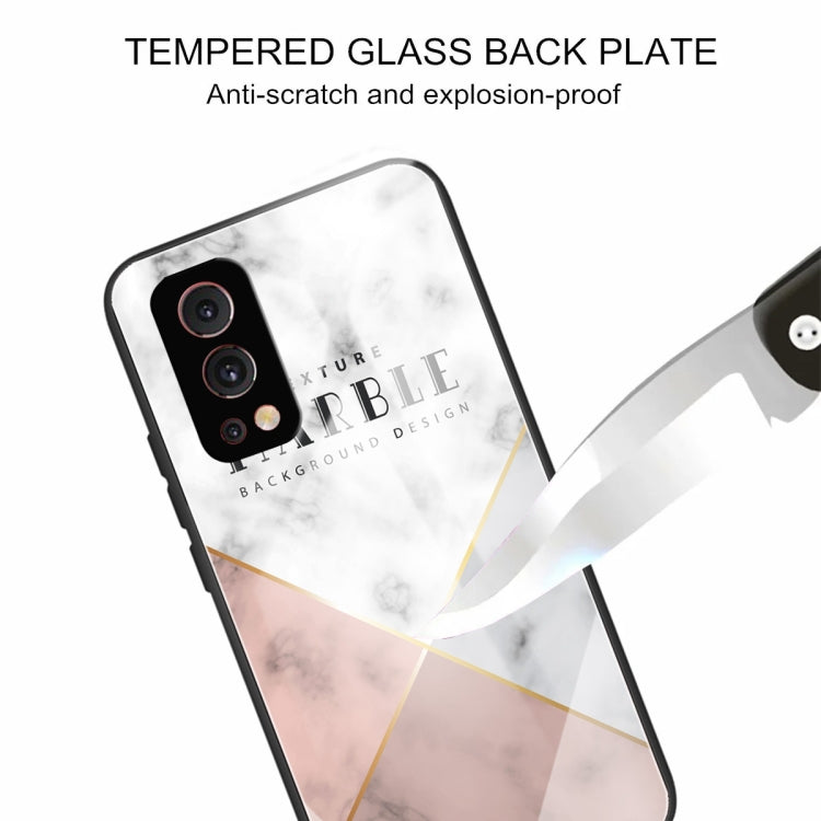 Marble Tempered Glass Back Cover TPU Border Case For OnePlus Nord 2 5G