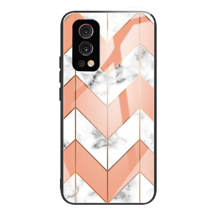 Marble Tempered Glass Back Cover TPU Border Case For OnePlus Nord 2 5G