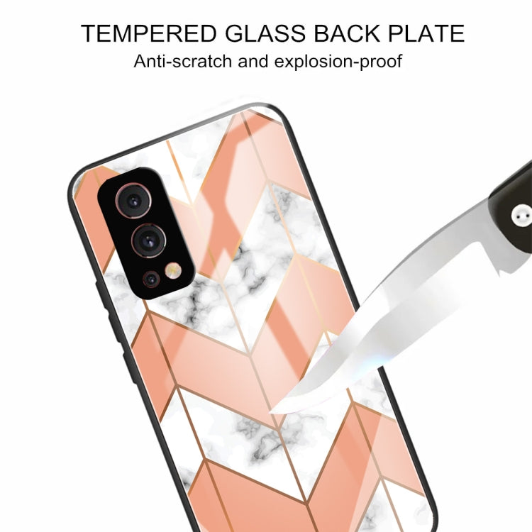 Marble Tempered Glass Back Cover TPU Border Case For OnePlus Nord 2 5G