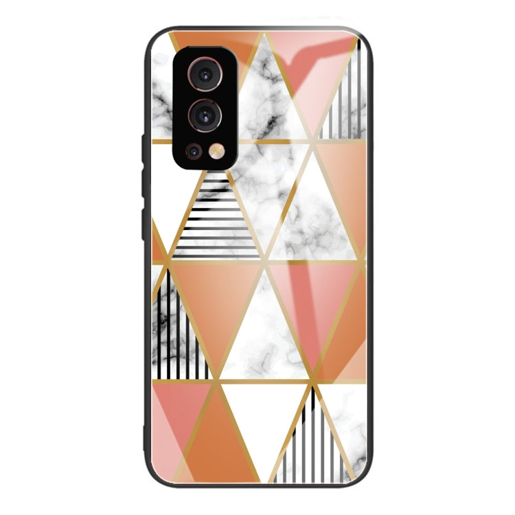 Marble Tempered Glass Back Cover TPU Border Case For OnePlus Nord 2 5G