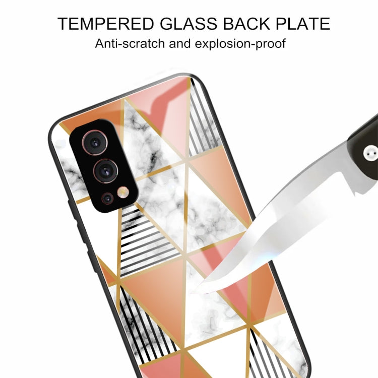 Marble Tempered Glass Back Cover TPU Border Case For OnePlus Nord 2 5G