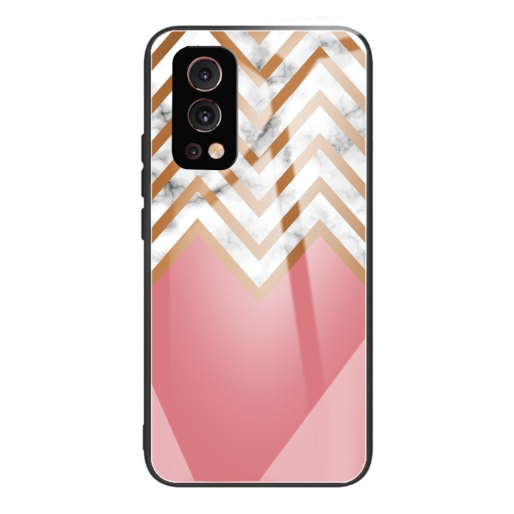 Marble Tempered Glass Back Cover TPU Border Case For OnePlus Nord 2 5G