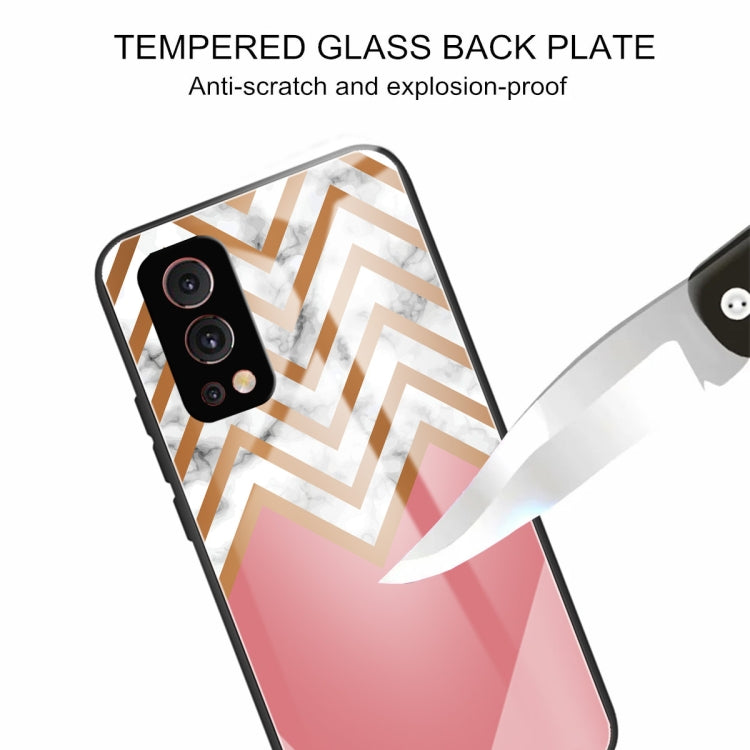 Marble Tempered Glass Back Cover TPU Border Case For OnePlus Nord 2 5G