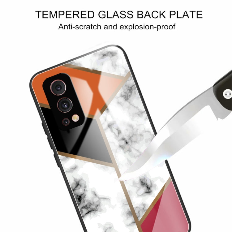 Marble Tempered Glass Back Cover TPU Border Case For OnePlus Nord 2 5G