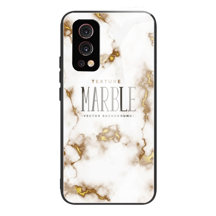 Marble Tempered Glass Back Cover TPU Border Case For OnePlus Nord 2 5G