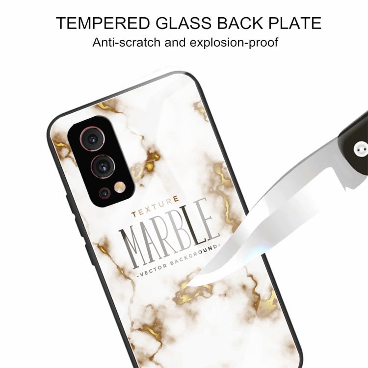 Marble Tempered Glass Back Cover TPU Border Case For OnePlus Nord 2 5G
