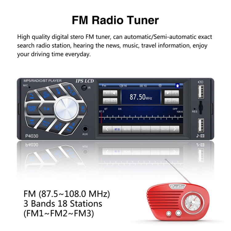 SWM-4030D HD 3.8 inch 12V Universal Car Radio Receiver MP5 Player, Support FM & Bluetooth & TF Card with Remote Control