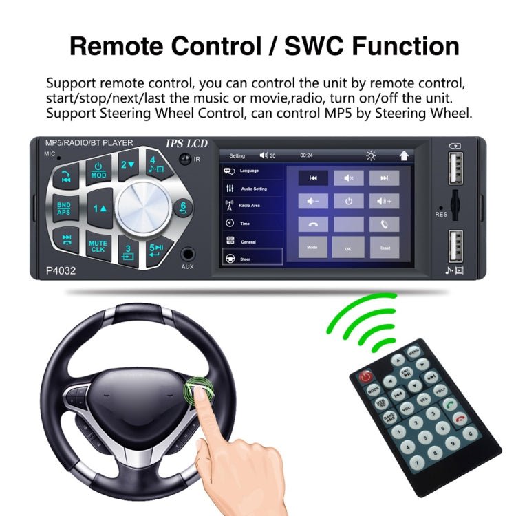SWM-4032D HD 3.8 inch 12V Universal Car Radio Receiver MP5 Player, Support FM & Bluetooth & TF Card with Remote Control
