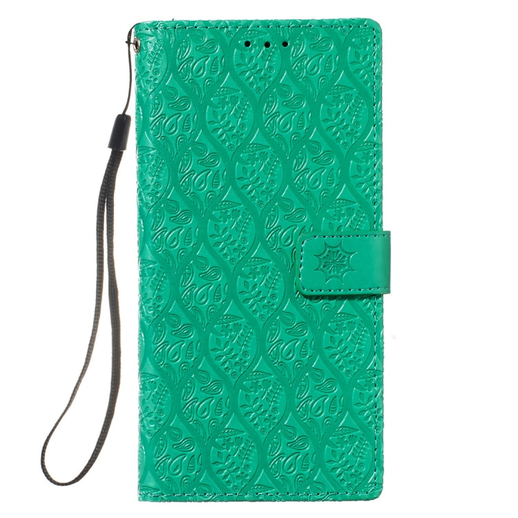 For Galaxy Note10 / Note10 5G Pressed Printing Rattan Flower Pattern Horizontal Flip PU Leather Case, with Holder & Card Slots & Wallet & Photo Frame