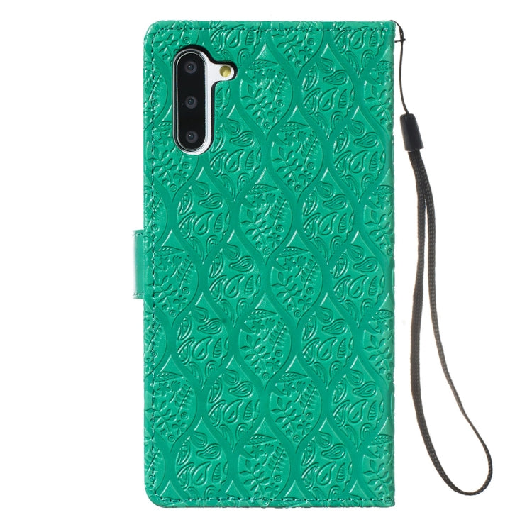 For Galaxy Note10 / Note10 5G Pressed Printing Rattan Flower Pattern Horizontal Flip PU Leather Case, with Holder & Card Slots & Wallet & Photo Frame