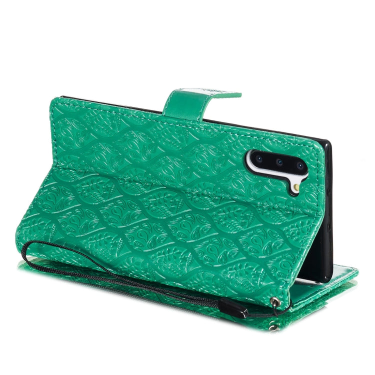 For Galaxy Note10 / Note10 5G Pressed Printing Rattan Flower Pattern Horizontal Flip PU Leather Case, with Holder & Card Slots & Wallet & Photo Frame