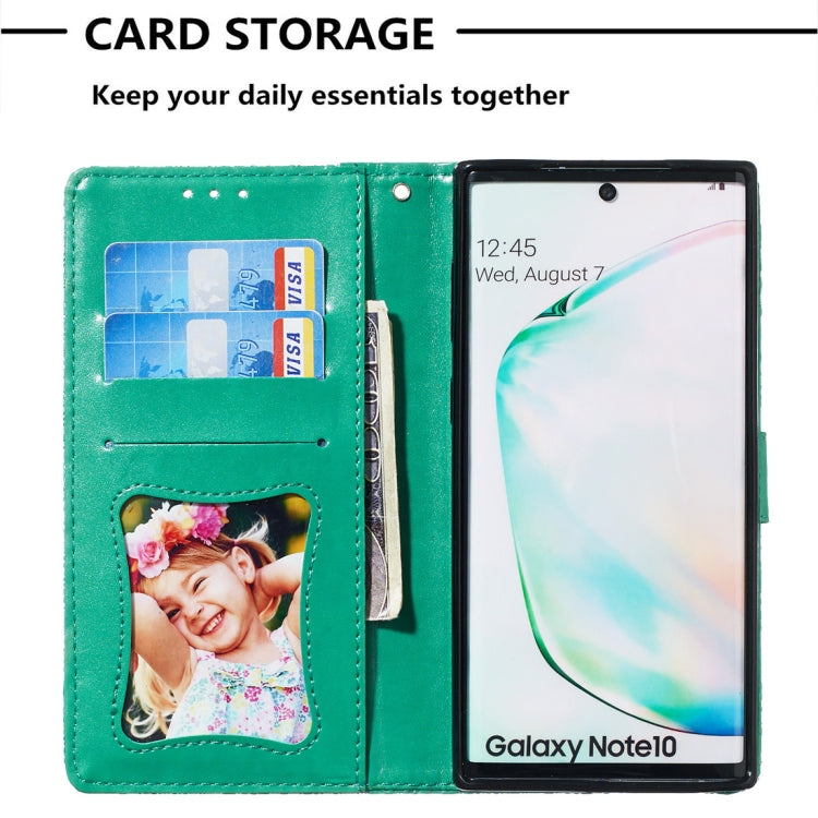 For Galaxy Note10 / Note10 5G Pressed Printing Rattan Flower Pattern Horizontal Flip PU Leather Case, with Holder & Card Slots & Wallet & Photo Frame