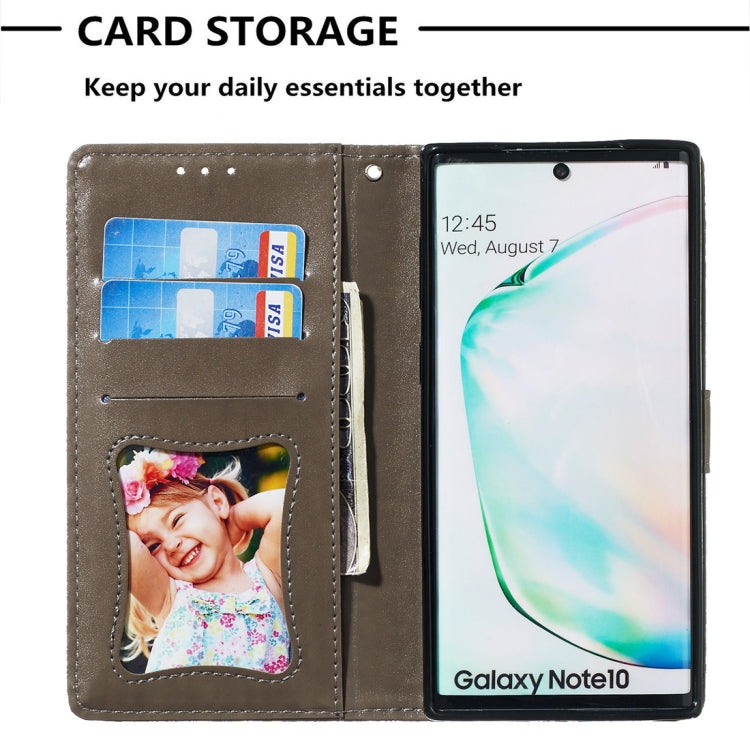 For Galaxy Note10 / Note10 5G Pressed Printing Rattan Flower Pattern Horizontal Flip PU Leather Case, with Holder & Card Slots & Wallet & Photo Frame
