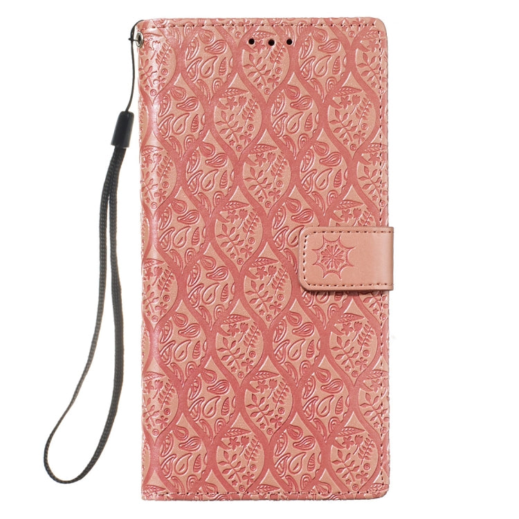For Galaxy Note10 / Note10 5G Pressed Printing Rattan Flower Pattern Horizontal Flip PU Leather Case, with Holder & Card Slots & Wallet & Photo Frame