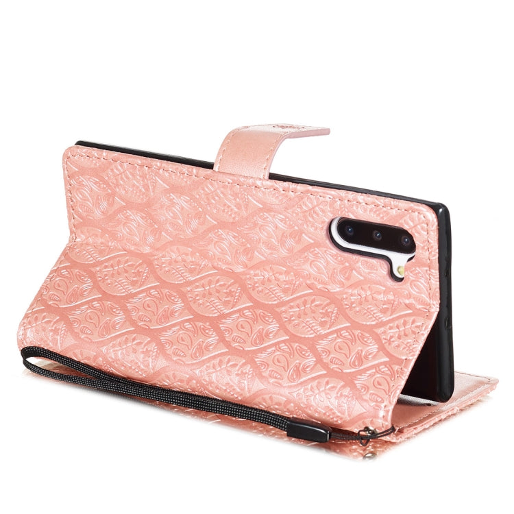 For Galaxy Note10 / Note10 5G Pressed Printing Rattan Flower Pattern Horizontal Flip PU Leather Case, with Holder & Card Slots & Wallet & Photo Frame