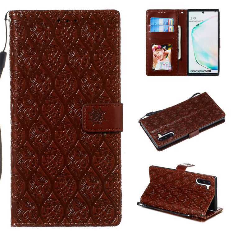 For Galaxy Note10 / Note10 5G Pressed Printing Rattan Flower Pattern Horizontal Flip PU Leather Case, with Holder & Card Slots & Wallet & Photo Frame
