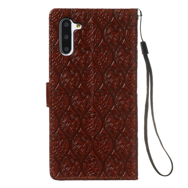 For Galaxy Note10 / Note10 5G Pressed Printing Rattan Flower Pattern Horizontal Flip PU Leather Case, with Holder & Card Slots & Wallet & Photo Frame