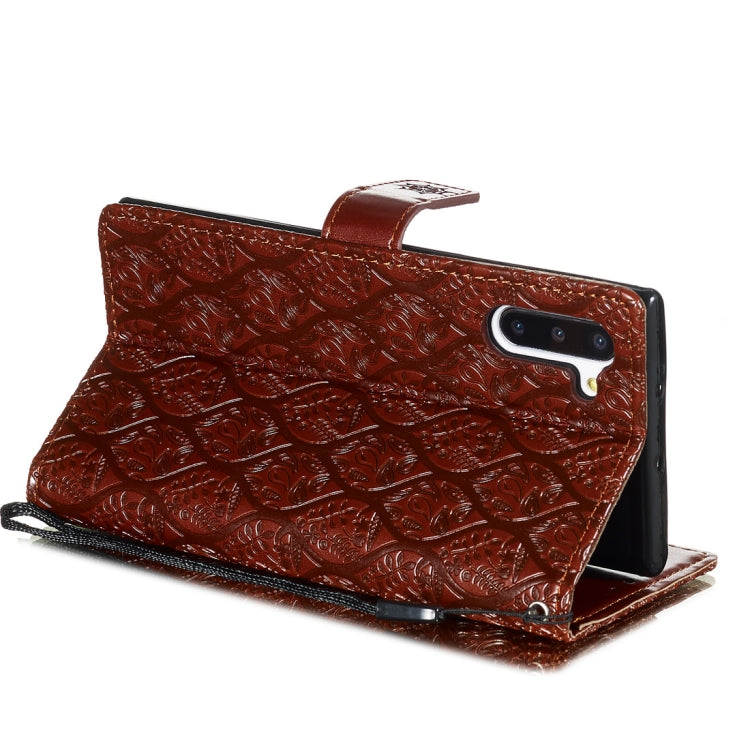 For Galaxy Note10 / Note10 5G Pressed Printing Rattan Flower Pattern Horizontal Flip PU Leather Case, with Holder & Card Slots & Wallet & Photo Frame