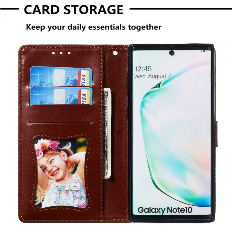 For Galaxy Note10 / Note10 5G Pressed Printing Rattan Flower Pattern Horizontal Flip PU Leather Case, with Holder & Card Slots & Wallet & Photo Frame
