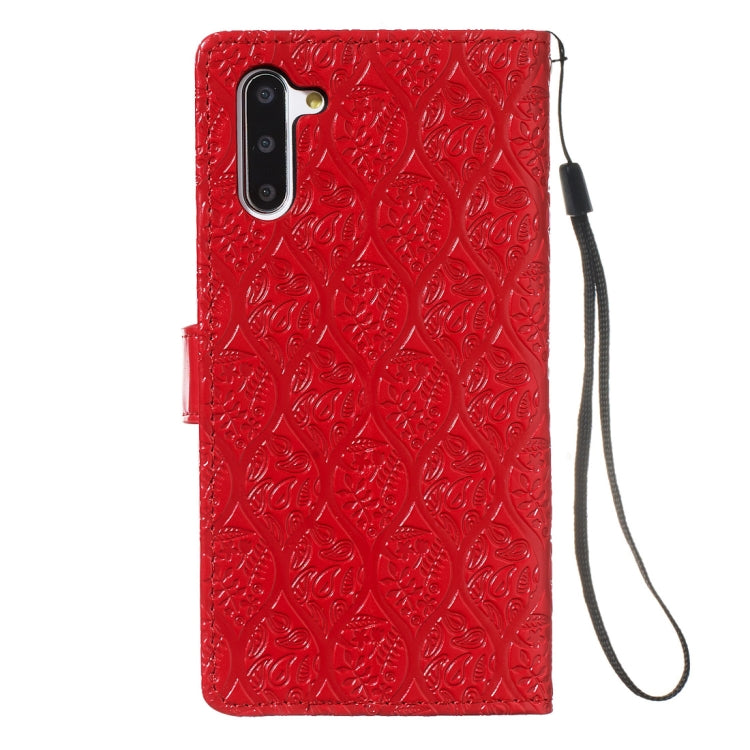 For Galaxy Note10 / Note10 5G Pressed Printing Rattan Flower Pattern Horizontal Flip PU Leather Case, with Holder & Card Slots & Wallet & Photo Frame