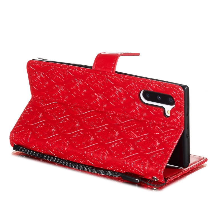 For Galaxy Note10 / Note10 5G Pressed Printing Rattan Flower Pattern Horizontal Flip PU Leather Case, with Holder & Card Slots & Wallet & Photo Frame