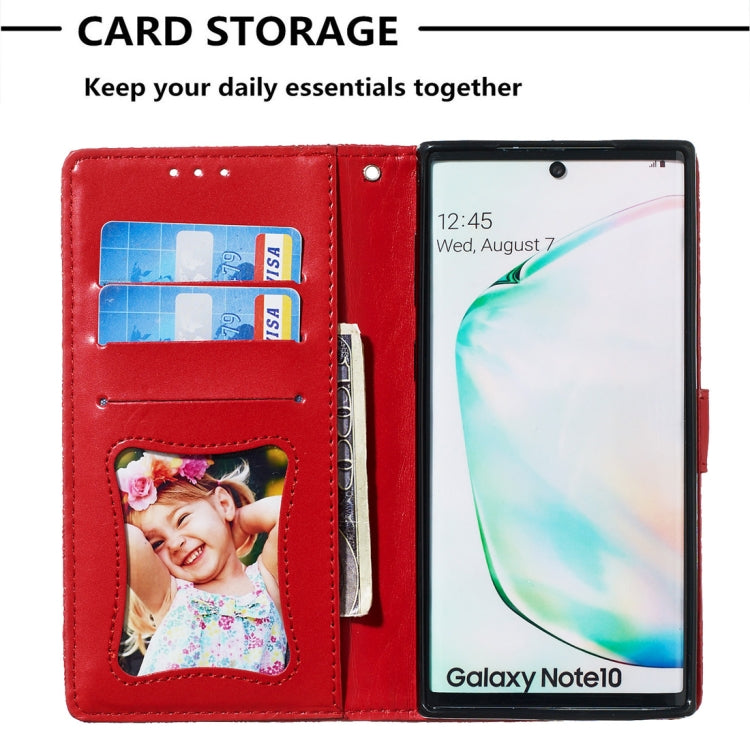 For Galaxy Note10 / Note10 5G Pressed Printing Rattan Flower Pattern Horizontal Flip PU Leather Case, with Holder & Card Slots & Wallet & Photo Frame