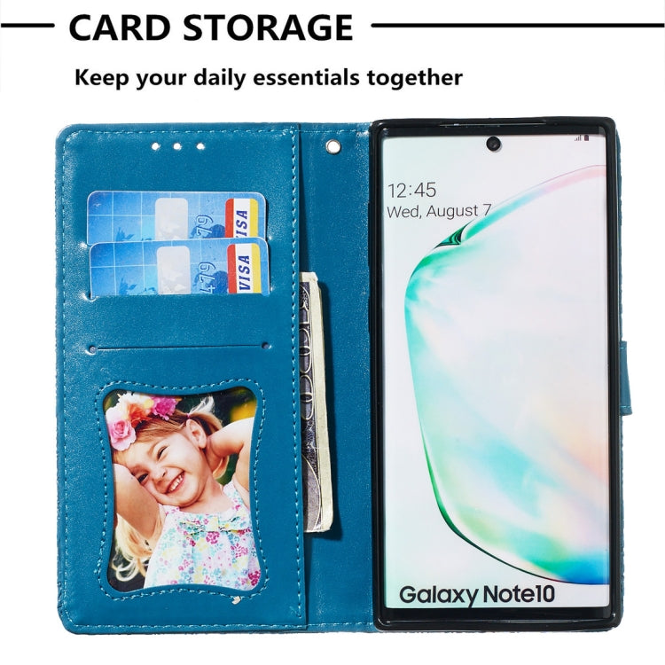 For Galaxy Note10 / Note10 5G Pressed Printing Rattan Flower Pattern Horizontal Flip PU Leather Case, with Holder & Card Slots & Wallet & Photo Frame