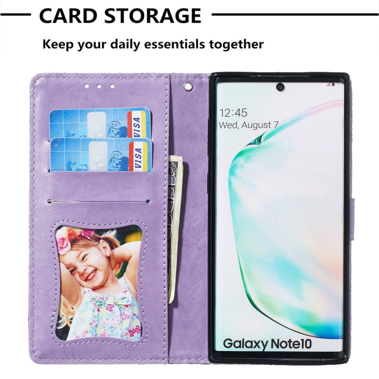 For Galaxy Note10 / Note10 5G Pressed Printing Rattan Flower Pattern Horizontal Flip PU Leather Case, with Holder & Card Slots & Wallet & Photo Frame