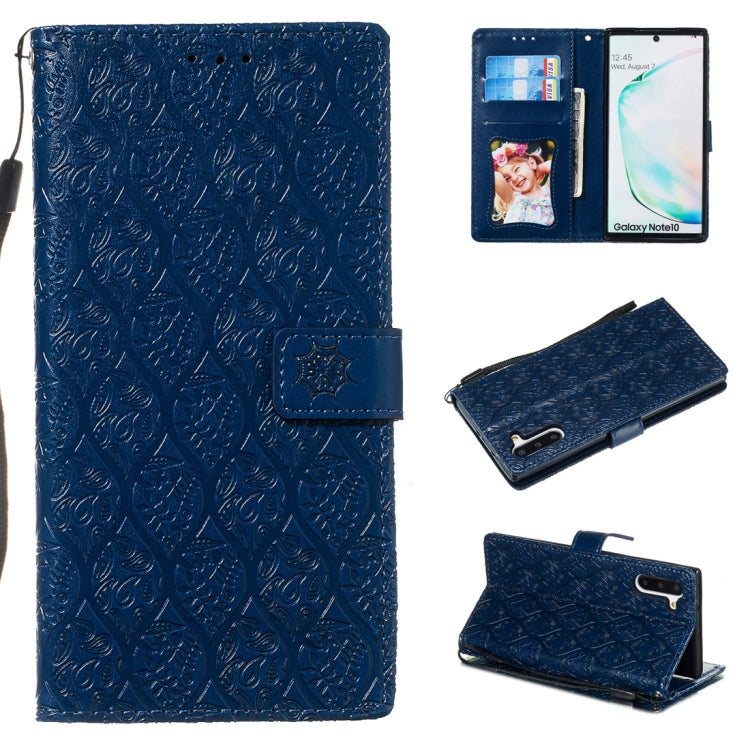 For Galaxy Note10 / Note10 5G Pressed Printing Rattan Flower Pattern Horizontal Flip PU Leather Case, with Holder & Card Slots & Wallet & Photo Frame