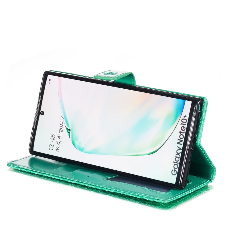 For Galaxy Note10+ / Note10+ 5G Pressed Printing Rattan Flower Pattern Horizontal Flip PU Leather Case, with Holder & Card Slots & Wallet & Photo Frame