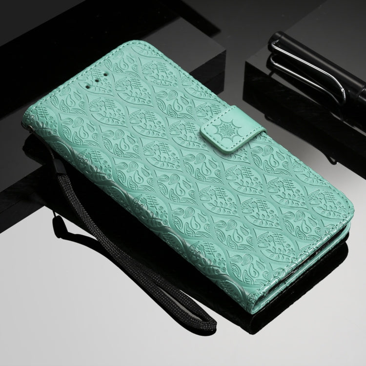 For Galaxy Note10+ / Note10+ 5G Pressed Printing Rattan Flower Pattern Horizontal Flip PU Leather Case, with Holder & Card Slots & Wallet & Photo Frame