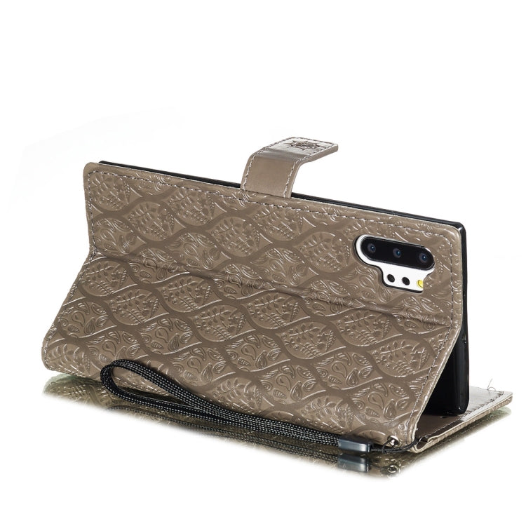 For Galaxy Note10+ / Note10+ 5G Pressed Printing Rattan Flower Pattern Horizontal Flip PU Leather Case, with Holder & Card Slots & Wallet & Photo Frame