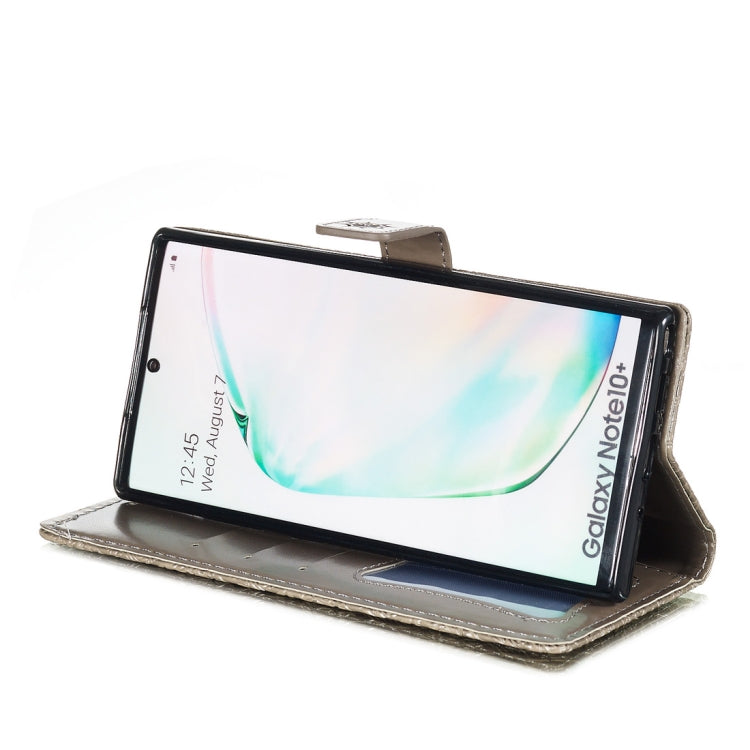 For Galaxy Note10+ / Note10+ 5G Pressed Printing Rattan Flower Pattern Horizontal Flip PU Leather Case, with Holder & Card Slots & Wallet & Photo Frame