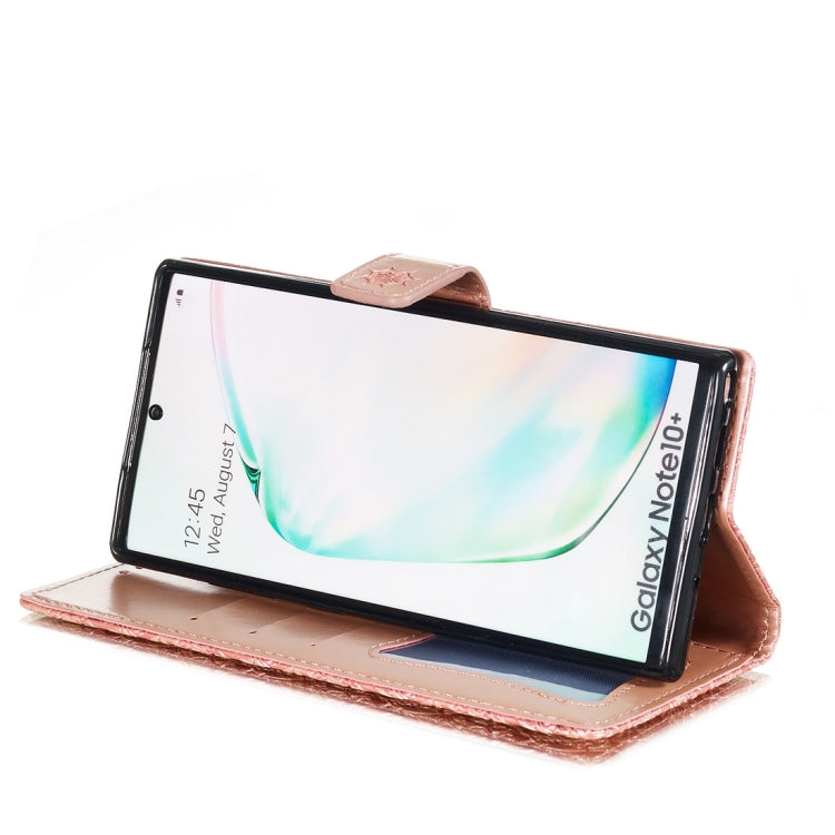 For Galaxy Note10+ / Note10+ 5G Pressed Printing Rattan Flower Pattern Horizontal Flip PU Leather Case, with Holder & Card Slots & Wallet & Photo Frame