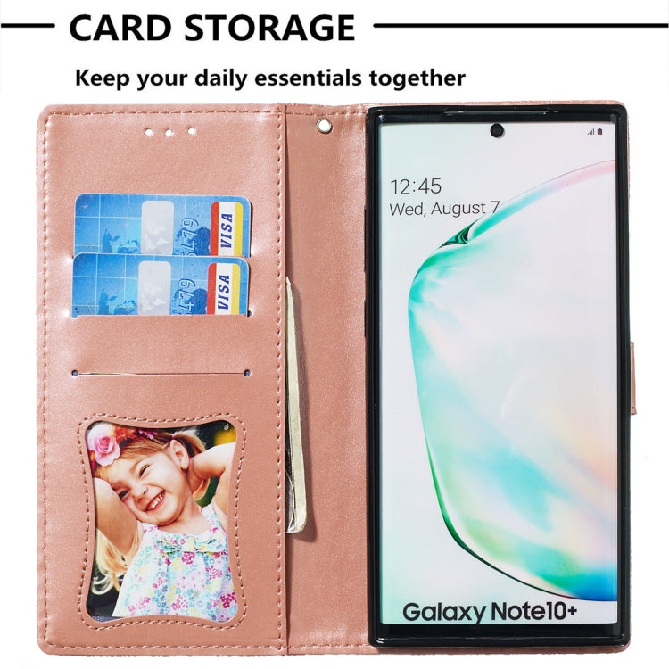 For Galaxy Note10+ / Note10+ 5G Pressed Printing Rattan Flower Pattern Horizontal Flip PU Leather Case, with Holder & Card Slots & Wallet & Photo Frame