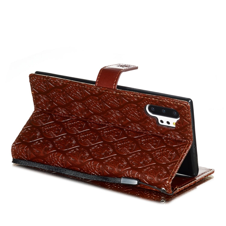 For Galaxy Note10+ / Note10+ 5G Pressed Printing Rattan Flower Pattern Horizontal Flip PU Leather Case, with Holder & Card Slots & Wallet & Photo Frame