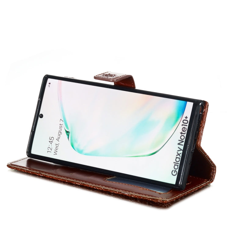 For Galaxy Note10+ / Note10+ 5G Pressed Printing Rattan Flower Pattern Horizontal Flip PU Leather Case, with Holder & Card Slots & Wallet & Photo Frame