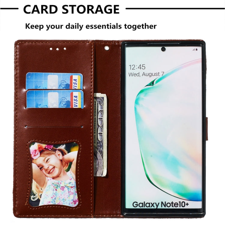 For Galaxy Note10+ / Note10+ 5G Pressed Printing Rattan Flower Pattern Horizontal Flip PU Leather Case, with Holder & Card Slots & Wallet & Photo Frame