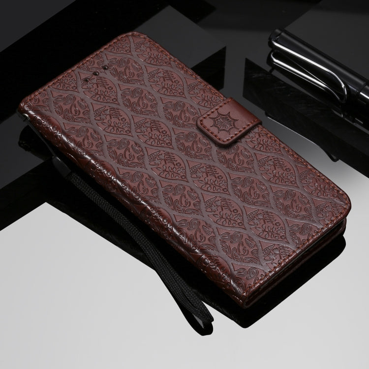 For Galaxy Note10+ / Note10+ 5G Pressed Printing Rattan Flower Pattern Horizontal Flip PU Leather Case, with Holder & Card Slots & Wallet & Photo Frame