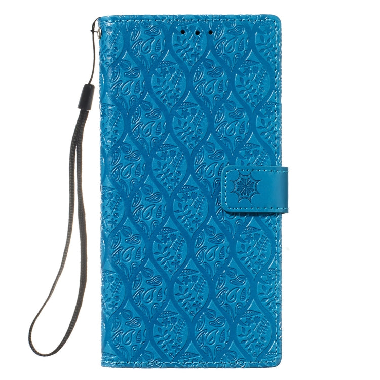 For Galaxy Note10+ / Note10+ 5G Pressed Printing Rattan Flower Pattern Horizontal Flip PU Leather Case, with Holder & Card Slots & Wallet & Photo Frame