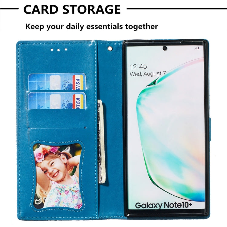 For Galaxy Note10+ / Note10+ 5G Pressed Printing Rattan Flower Pattern Horizontal Flip PU Leather Case, with Holder & Card Slots & Wallet & Photo Frame