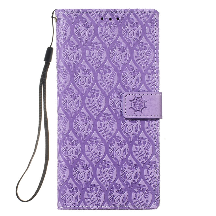 For Galaxy Note10+ / Note10+ 5G Pressed Printing Rattan Flower Pattern Horizontal Flip PU Leather Case, with Holder & Card Slots & Wallet & Photo Frame