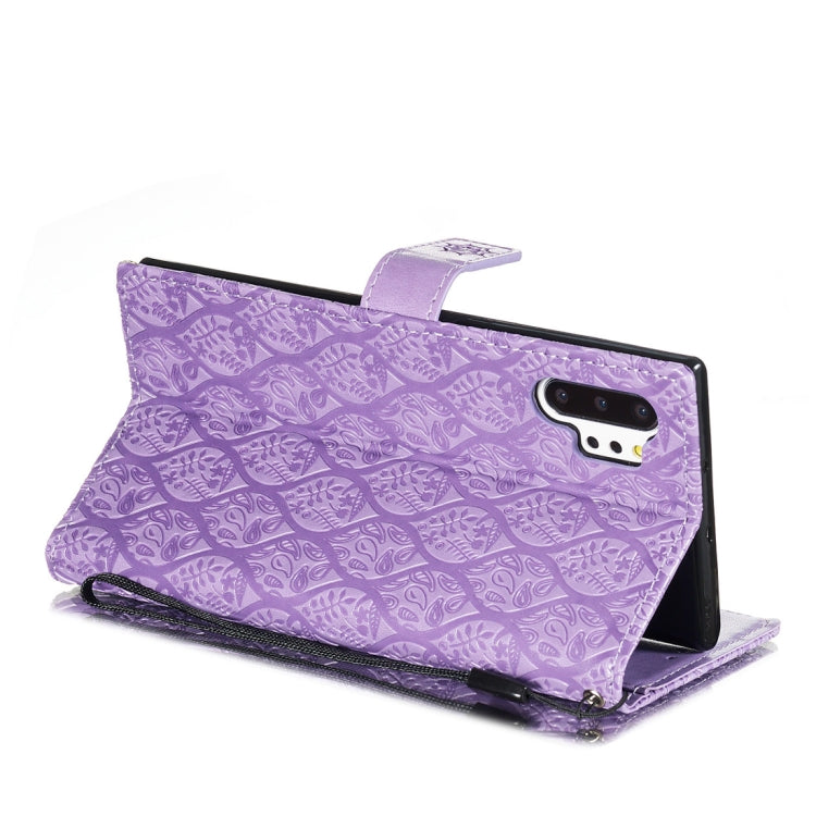 For Galaxy Note10+ / Note10+ 5G Pressed Printing Rattan Flower Pattern Horizontal Flip PU Leather Case, with Holder & Card Slots & Wallet & Photo Frame
