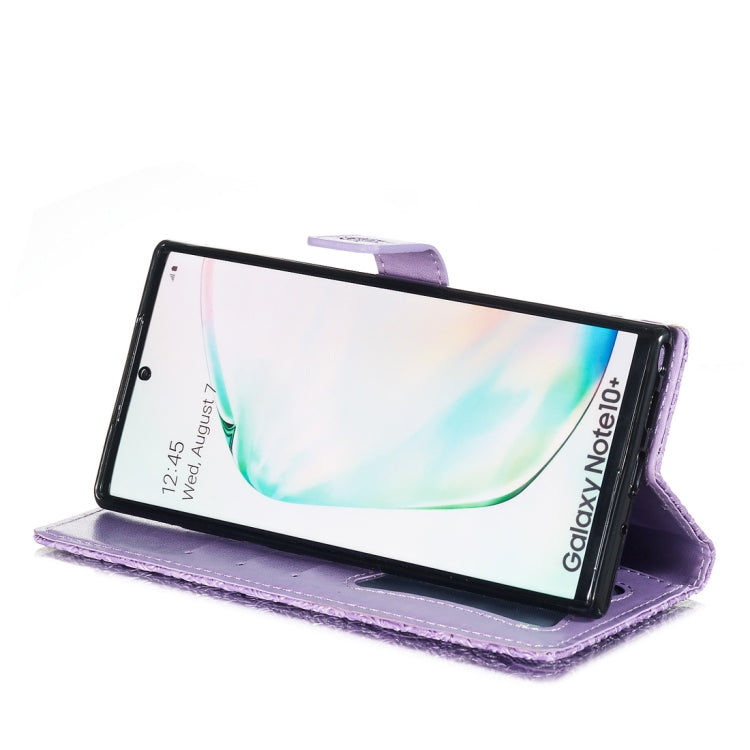 For Galaxy Note10+ / Note10+ 5G Pressed Printing Rattan Flower Pattern Horizontal Flip PU Leather Case, with Holder & Card Slots & Wallet & Photo Frame