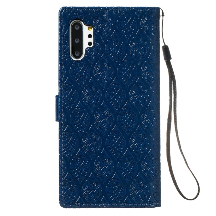 For Galaxy Note10+ / Note10+ 5G Pressed Printing Rattan Flower Pattern Horizontal Flip PU Leather Case, with Holder & Card Slots & Wallet & Photo Frame