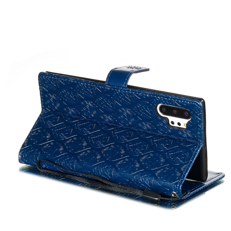 For Galaxy Note10+ / Note10+ 5G Pressed Printing Rattan Flower Pattern Horizontal Flip PU Leather Case, with Holder & Card Slots & Wallet & Photo Frame