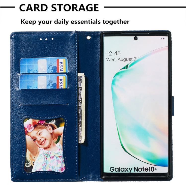 For Galaxy Note10+ / Note10+ 5G Pressed Printing Rattan Flower Pattern Horizontal Flip PU Leather Case, with Holder & Card Slots & Wallet & Photo Frame